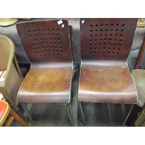 396 - SET OF FOUR RETRO BENTWOOD AND CHROME CHAIRS