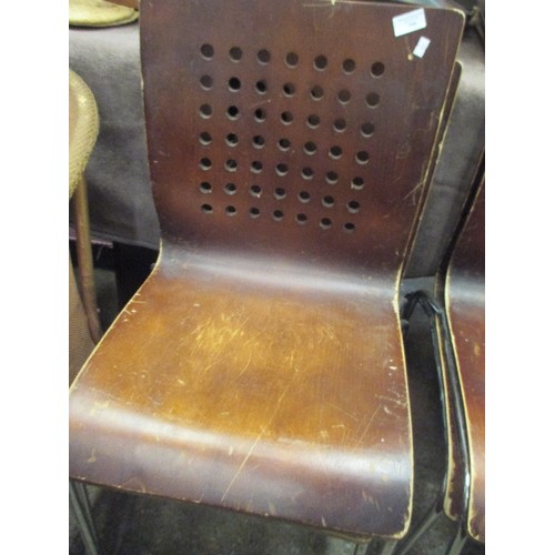 396 - SET OF FOUR RETRO BENTWOOD AND CHROME CHAIRS