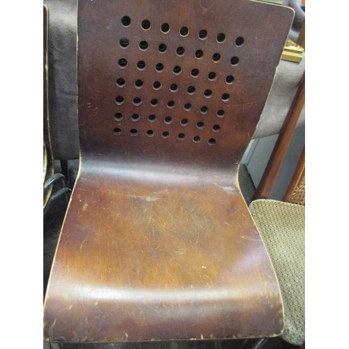 396 - SET OF FOUR RETRO BENTWOOD AND CHROME CHAIRS