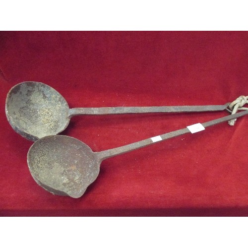 69 - PAIR OF METAL LADLES FOR POURING MOLTEN METAL ETC