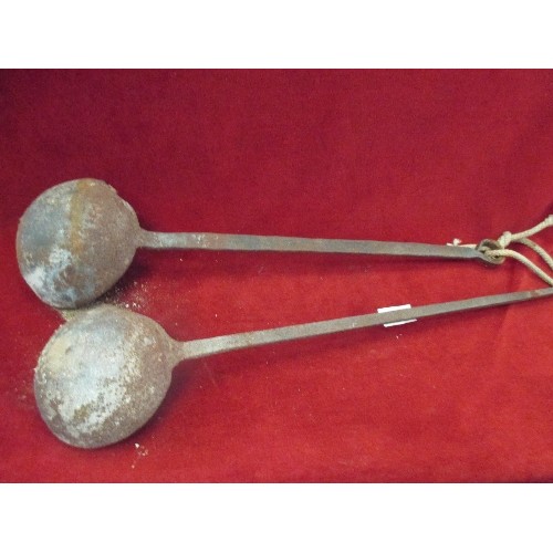 69 - PAIR OF METAL LADLES FOR POURING MOLTEN METAL ETC