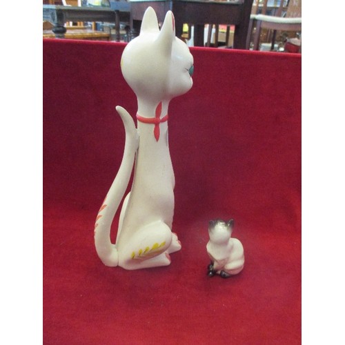 78 - BESWICK SIAMESE CAT & A TALLER CHINA CAT