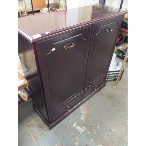 J SAKOL FURNITURE DARK WOOD CUPBOARD WITH DRAWERS BELOW BUILT IN CD