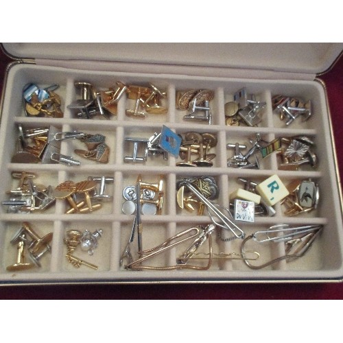 98 - VINTAGE CUFFLINKS AND TIE CLIPS. BOX CONTAINS MANY PAIRS.  ALSO 2 'STRATTON OF ENGLAND' CUFFLINKS IN... 