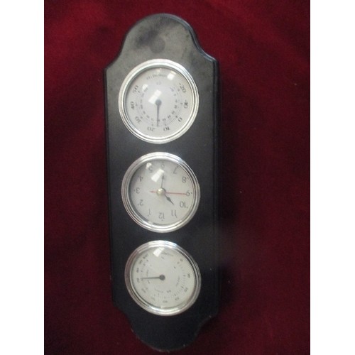 170 - KEYSTORE WITH HYGROMETER, THERMOMETER & CLOCK DIALS ON THE FRONT. WALL HANGING/KEY CUPBOARD