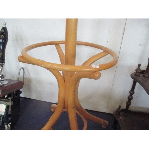 110 - LOVELY COAT STAND, FREE STANDING BENTWOOD BEECH, WITH BROLLY STAND AT THE BOTTOM.