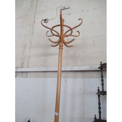 110 - LOVELY COAT STAND, FREE STANDING BENTWOOD BEECH, WITH BROLLY STAND AT THE BOTTOM.