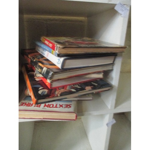 155 - CUBE OF VINTAGE BOOKS, INCLUDING LION ANNUAL 1967, EAGLE ANNUAL 1970, JUST WILLIAM THROUGH THE AGES,... 