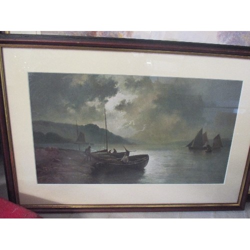 169 - 2 FRAMED PRINTS, FRAMED AND MOUNTED. THE LARGER[80 X 60CM] IS A SPENCER COLEMAN PRINT OF A RIVER SCE... 