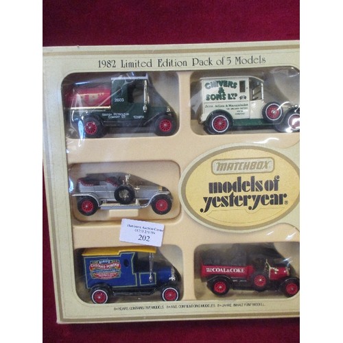 202 - MATCHBOX 'MODELS OF YESTERYEAR' LIMITED EDITION BOX OF 5 BRANDED VINTAGE MODELS [BIRDS CUSTARD, BP E... 