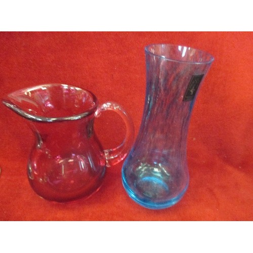 207 - GLASS ITEMS, INCLUDING 2 COCKTAIL GLASSES, LANGHAM GLASS VASE.