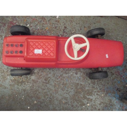 232 - 1960'S CHILDS RED RIDE ON RACING CAR