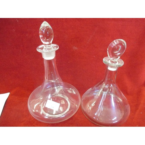 235 - TWO SHIPS DECANTERS, ONE WITH A CUT GLASS STOPPER