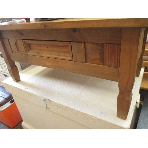 306 - PINE COFFEE TABLE WITH DRAWER - 100CM X 60CM X 46CM