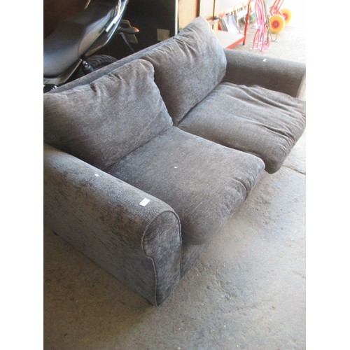 387 - TWO SEATER BED SETTEE BY SOM-TOILE IN SILVER GREY TEXTURED FABRIC - 170CM X 100CM X 80CM