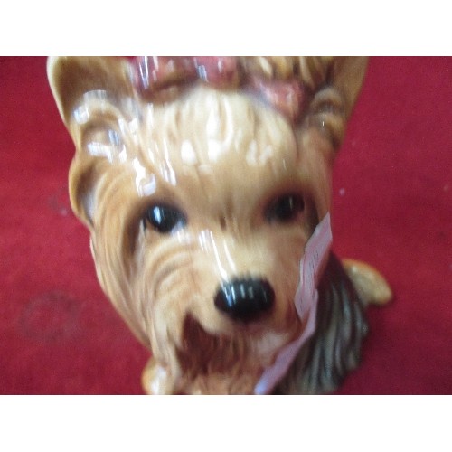 2 - SYLVAC YORKSHIRE TERRIER - MODEL 5027 WITH IMPRESSED MARKS AND PAPER LABEL - 15CM