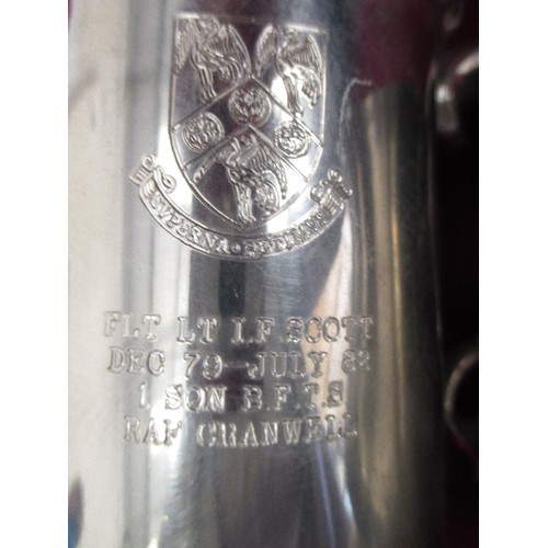 9 - BATTLE OF BRITAIN 1940 PEWTER TANKARD WITH FIGHTER SQUADRON ROYAL AIR FORCE EMBLEM AND AN RAF CRANWE... 