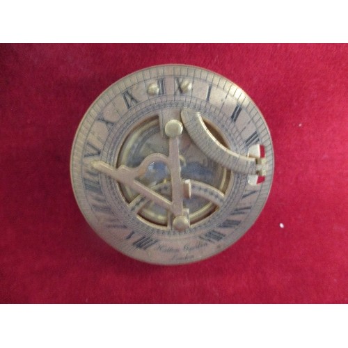 10 - SOLID BRASS SUNDIAL AND COMPASS MARKED 