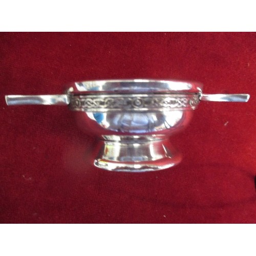 14 - PEWTER SCOTTISH HIGHLAND QUAICH WITH BOX