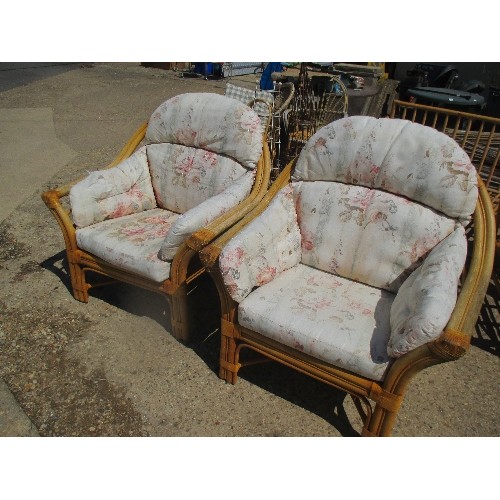 445 - 2 LARGE CONSERVATORY CANE CHAIRS