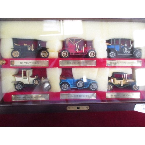 88 - MATCHBOX MODELS OF YESTERYEAR LIMITED EDITION CARS IN FITTED WOODEN BOX. INCLUDES DAIMLER, BENZ, PAC... 