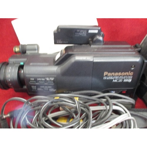 21 - PANASONIC VHS COMPACT MOVIE CAMERA WITH AUTO FOCUS FOR RECORDING AND PLAYBACK, MODEL MC20 WITH INSTR... 