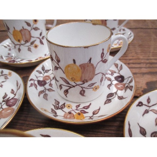 4 - AN UNUSUAL HANDPAINTED PORCELAIN COFFEE SET DECORATED WITH FRUIT AND LEAVES - WITH ARTISTS INITIALS ... 