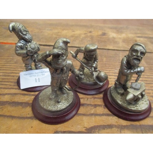 11 - SET OF FOUR PEWTER WORKING GNOME FIGURES BY 