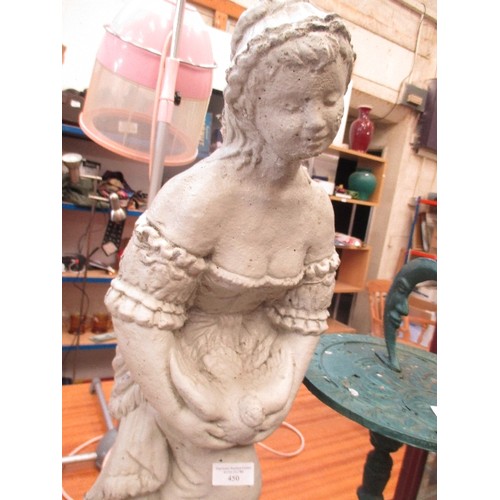 450 - LARGE AND HEAVY VINTAGE COMPOSITION FIGURE OF A GIRL WITH A DOVE - 86CM