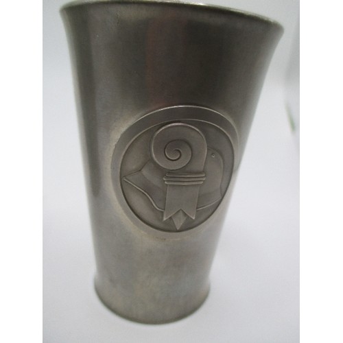 44 - PAIR OF SMALL TUMBLERS BY CONRAD FELIX MULLER BASEL FRINZINN PEWTER WITH ART DECO  DESIGN GERMAN HEL... 