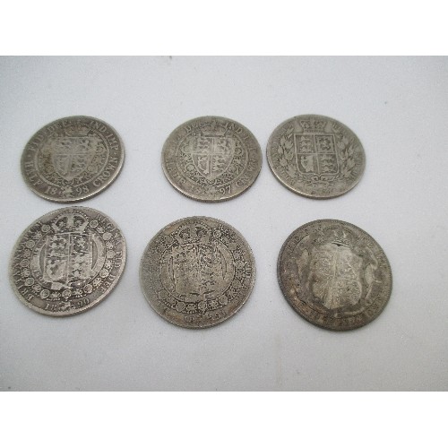 98G - COLLECTION OF SILVER COINS INC HALF CROWNS (1884, 1890, 1891, 1897, 1898, 1923). EDWARD VI FLORIN, 2... 