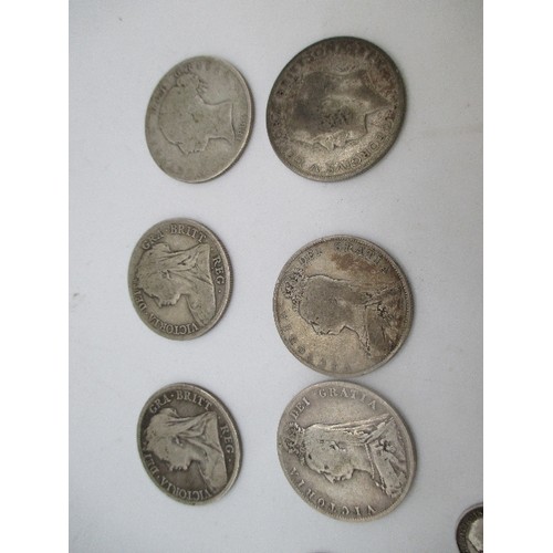 98G - COLLECTION OF SILVER COINS INC HALF CROWNS (1884, 1890, 1891, 1897, 1898, 1923). EDWARD VI FLORIN, 2... 