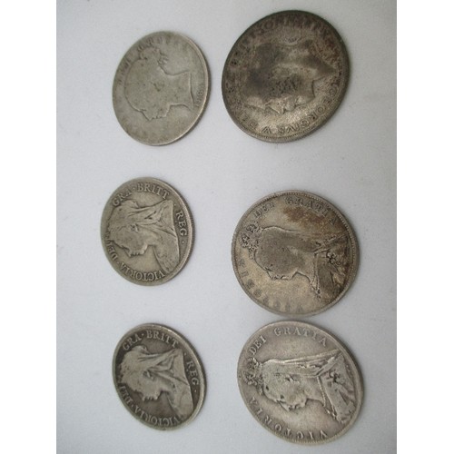 98G - COLLECTION OF SILVER COINS INC HALF CROWNS (1884, 1890, 1891, 1897, 1898, 1923). EDWARD VI FLORIN, 2... 