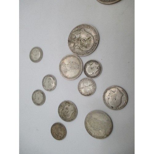 98G - COLLECTION OF SILVER COINS INC HALF CROWNS (1884, 1890, 1891, 1897, 1898, 1923). EDWARD VI FLORIN, 2... 