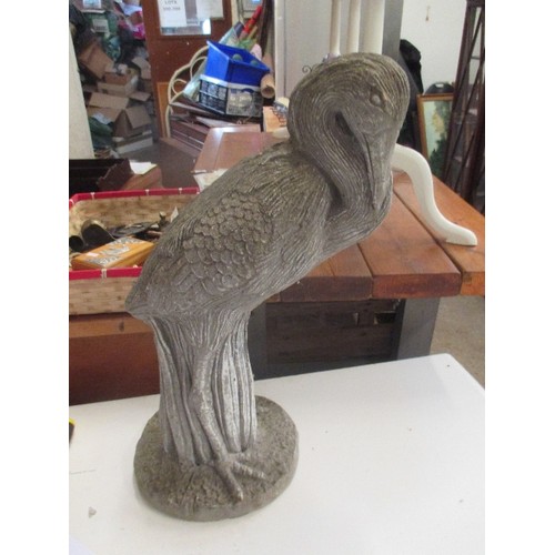 449A - HERON CONCRETE GARDEN ORNAMENT. 54CM H.