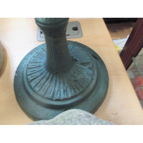 451 - CAST IRON PAINTED SUNDIAL WITH SUN AND A CRESCENT MOON POINTER - 68CM