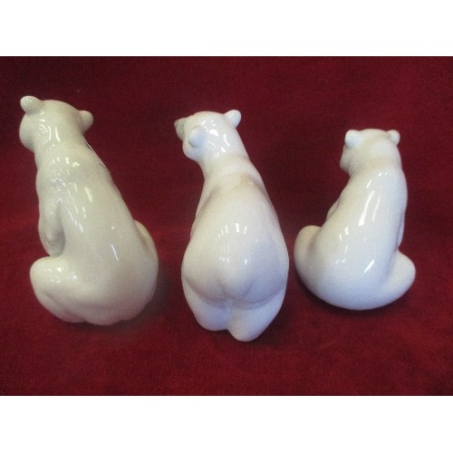 8 - 3 X LLADRO PORCELAIN POLAR BEARS, ONE MARKED DAISA 1977 - THE TALLEST 11CM