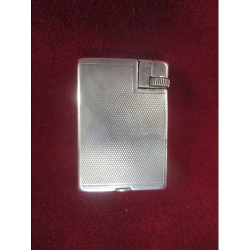 46 - SOLID SILVER DUNHILL 1930`S SAVORY HANDY PETROL LIGHTER ENGINE TURNED DESIGN