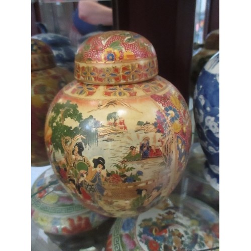 15 - CHINESE GINGER JAR DECORATED WITH ORIENTAL SCENES - 21CM