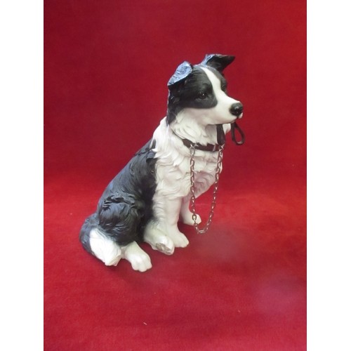 17 - BORDER COLLIE FIGURE HOLDING HIS LEAD - BY DOG STUDIES - 17CM