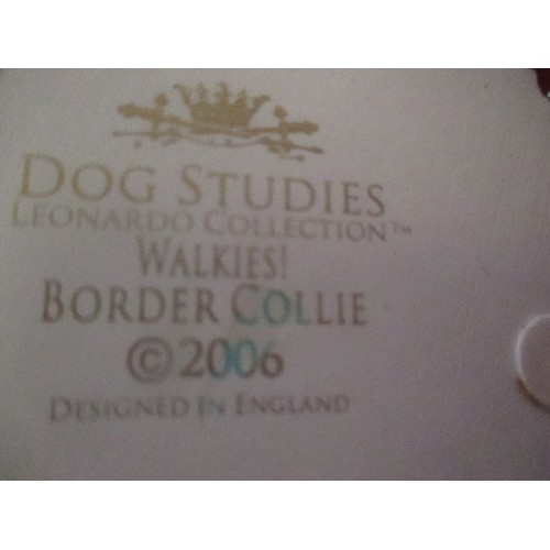 17 - BORDER COLLIE FIGURE HOLDING HIS LEAD - BY DOG STUDIES - 17CM