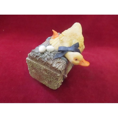 23 - DUCK AND NEST ON A STRAW BALE TRINKET BOX BY SHUDEHILL GIFTWARE