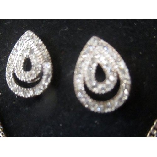 25 - SILVER PLATED & DIAMANTE NECKLACE AND EARRING SET