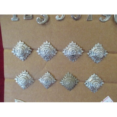 49 - COLLECTION OF VINTAGE SILVER PLATED POLICE SHOULDER STRIPES, NUMBERS AND STUDS ON CARD