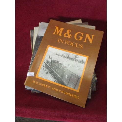 79 - 4 STEAM RAILWAY ENTHUSIASTS BOOKS. INCLUDING 3 X HISTORY OF LMS, AND M&GN IN FOCUS.