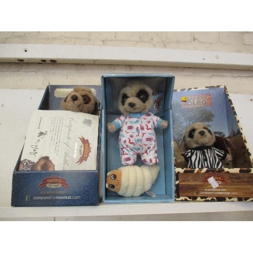 97 - COMPARE THE MARKET MEERKATS, INCLUDES SAFARI OLEG, BABY OLEG & ALEKSANDR. BOXED.