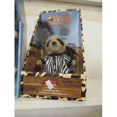 97 - COMPARE THE MARKET MEERKATS, INCLUDES SAFARI OLEG, BABY OLEG & ALEKSANDR. BOXED.