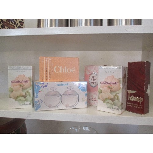 98 - 6 BOXES OF EAU DE TOILETTE, INCLUDES ANAIS ANAIS, CHLOE AND YARDLEY PINK LADY. BOXED & UNOPENED.