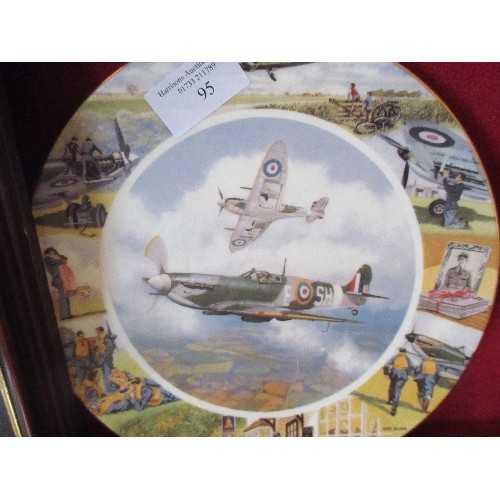 95 - 4 COLLECTORS LIMITED EDITION PLATES, INCLUDES WEDGEWOOD & ROYAL DOULTON. ALONG WITH A FRAMED CREST '... 