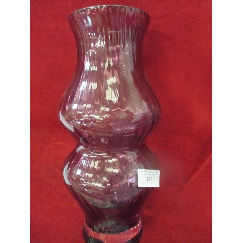 127 - TALL DARTINGTON GLASS VASE. PURPLE.